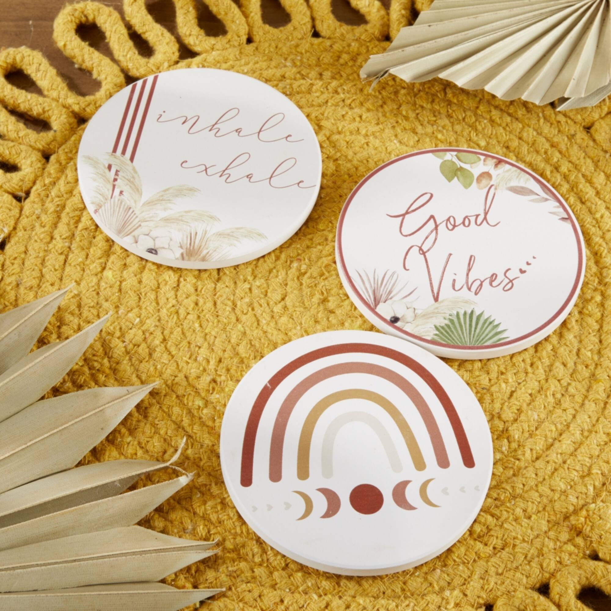 Kate Aspen® Boho Ceramic Coasters with Holder, 6ct.
